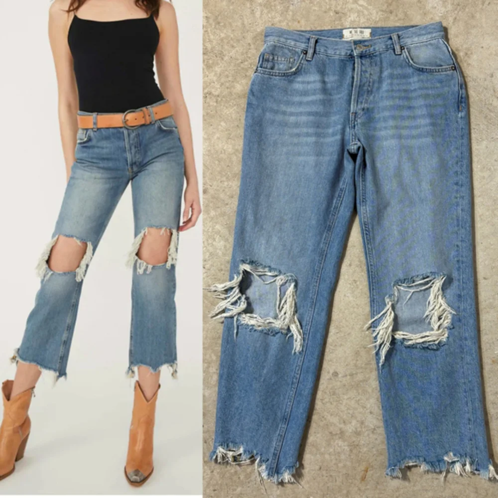 We The Free Maggie Mid-Rise Straight-Leg Blue Jeans Women’s Size 26 Button Fly